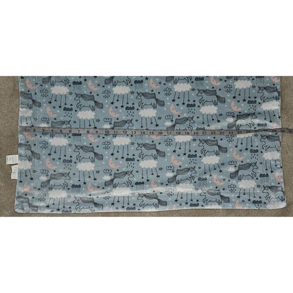 Lila & Jack Baby Blanket Blue Unicorn Cloud Pink White Stripes Reversible 30x38 - Picture 5 of 7